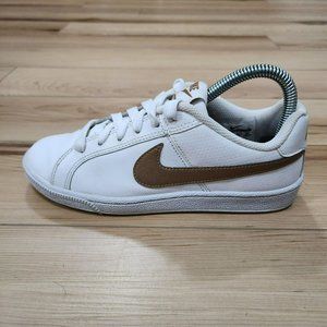 Nike Court Royale Shoes Sneakers White Gold Leather 749867-191 Women's Size 6
